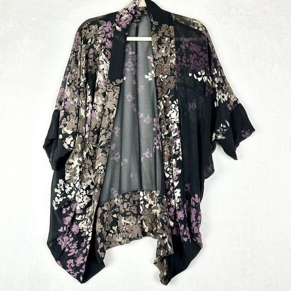 Citron Santa Monica Collection Silk Floral Kimono Top Womens Size XL Sheer - Picture 1 of 6